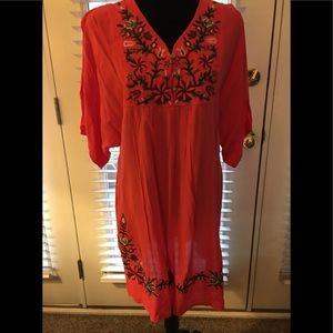 Boho Summer Dress in dark coral